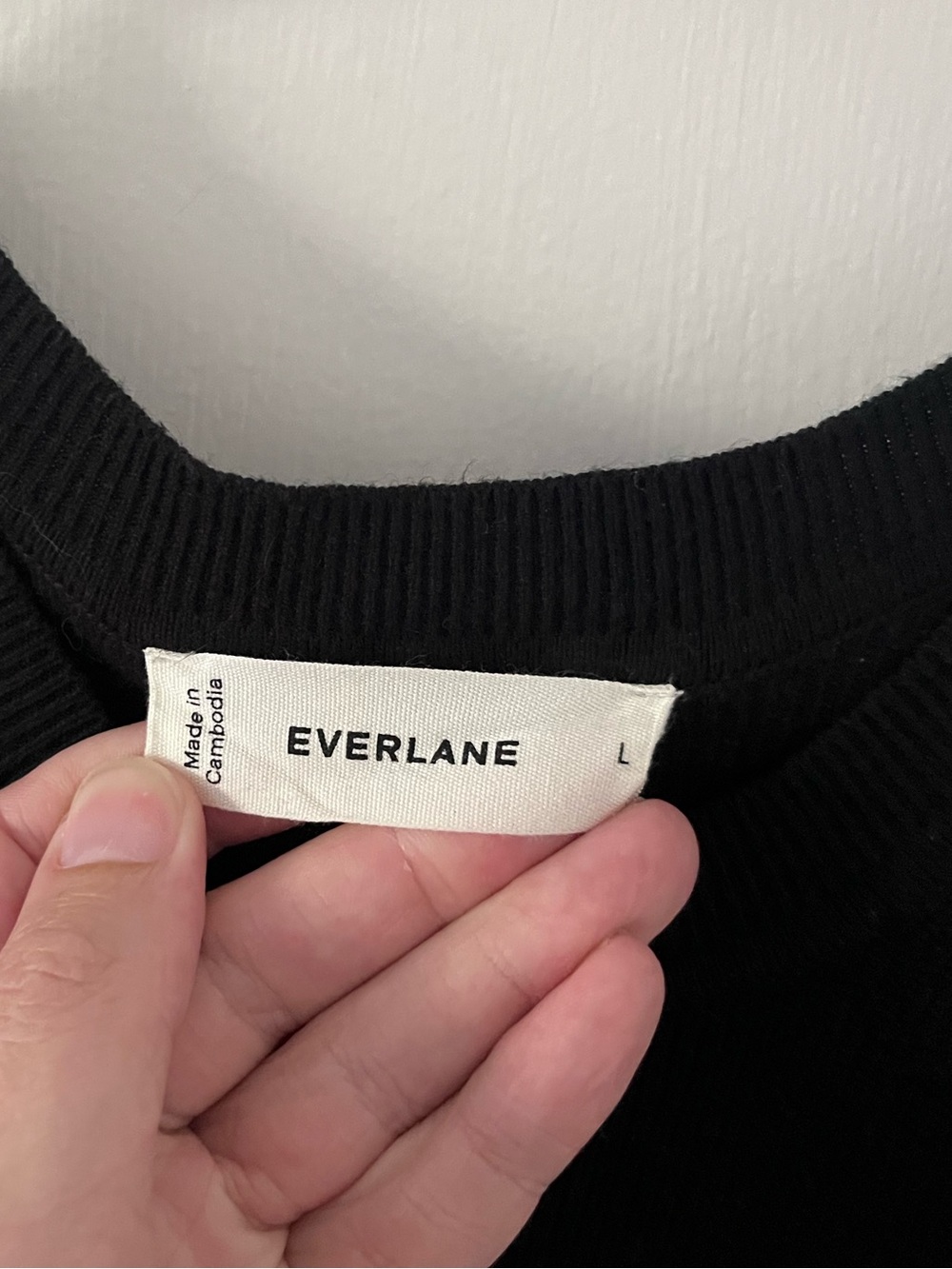 Everlane The Ribbed Sweater Dress Black Organic Cotton Merino Knit Size Large - Picture 4 of 10